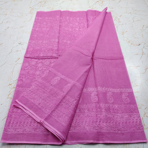 Kota Doria Pure Cotton Self Embroidery Saree
