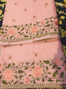 Kota Soft Saree with Embroidery and Lace Work