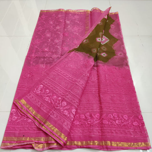 Pure Cotton Kota Doria Saree with Self Embroidery
