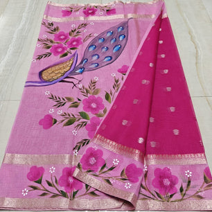 Kota Weaving & Hand Brush Paint Saree