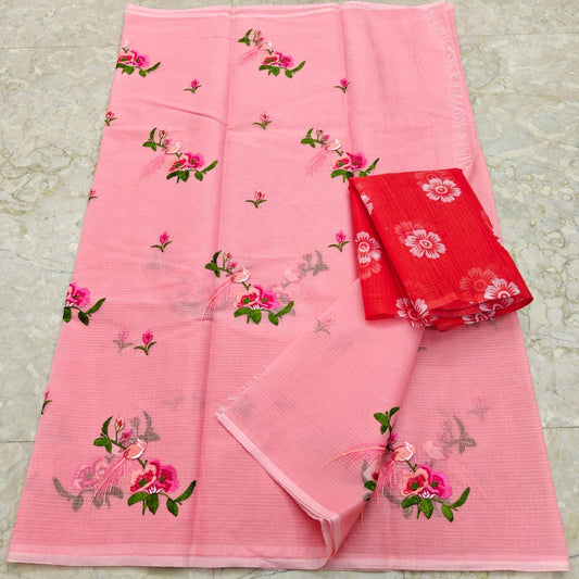 Cotton Kota Saree with Embroidery Work