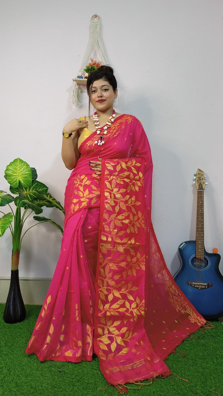 Handloom Copper Woven Saree – Cotton Silk