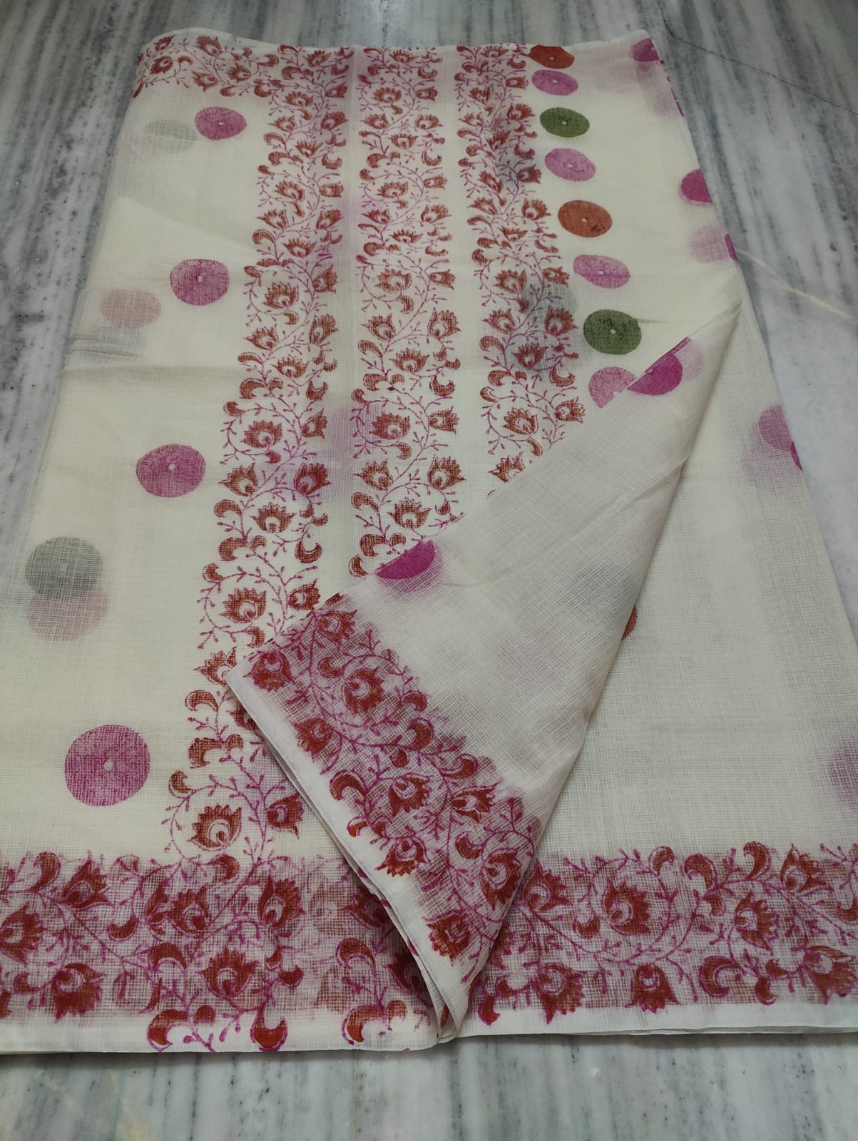 Kota Doria Hand Block Print Saree