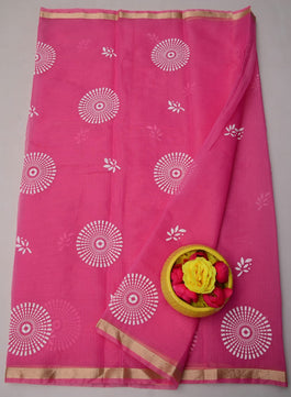 Kota Doria Hand Foam Print Saree