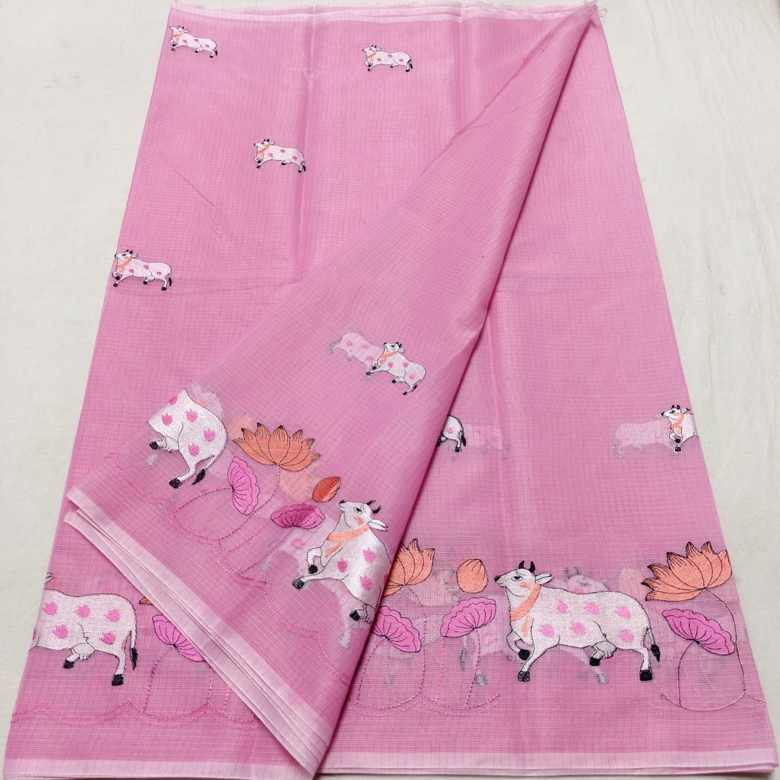 Kota Doria Saree with Pichwai Embroidery