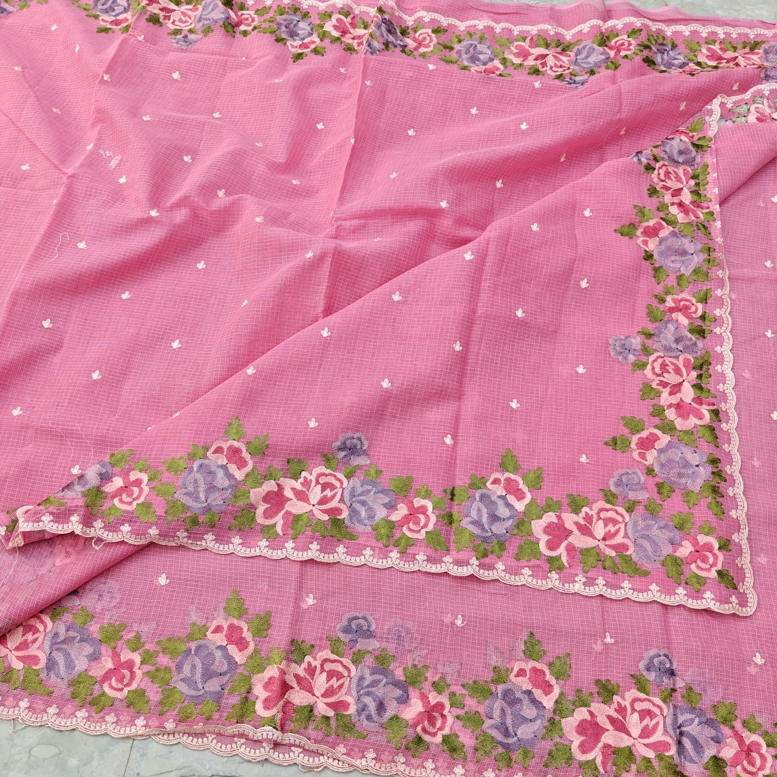 Pure Cotton Kota Saree with Embroidery Work