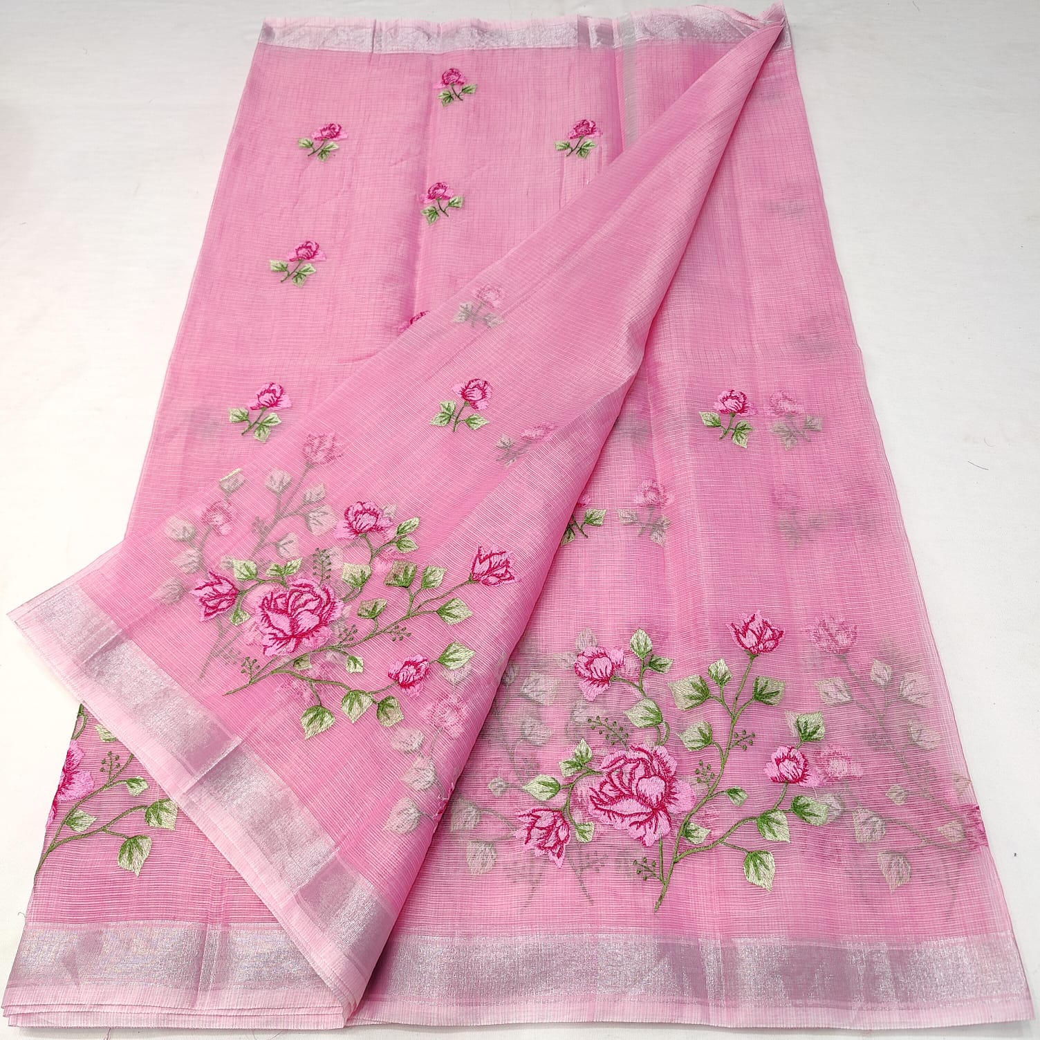 Kota Doria Embroidery Saree