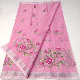 Kota Doria Embroidery Saree