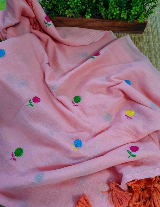 Linen by Linen Saree with Embroidery