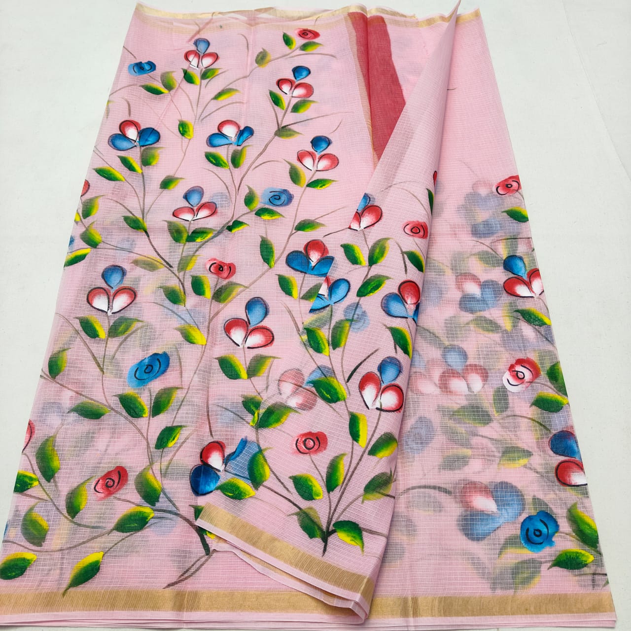 Kota Doria Hand Painted Saree