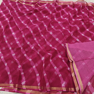Kota Doria Pure Cotton Hand Tie & Dye Leheriya Saree