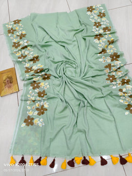 Hand Painted Mulmul Cotton Saree