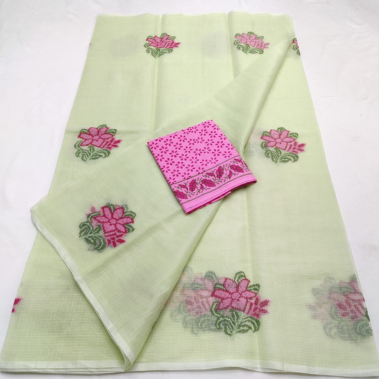 Kota Doria Embroidery Saree
