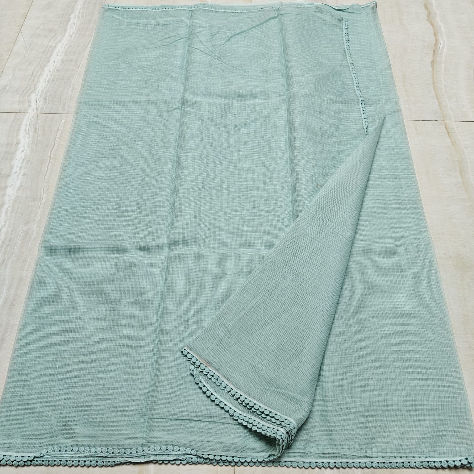Kota Doria Saree with Crochet Lace