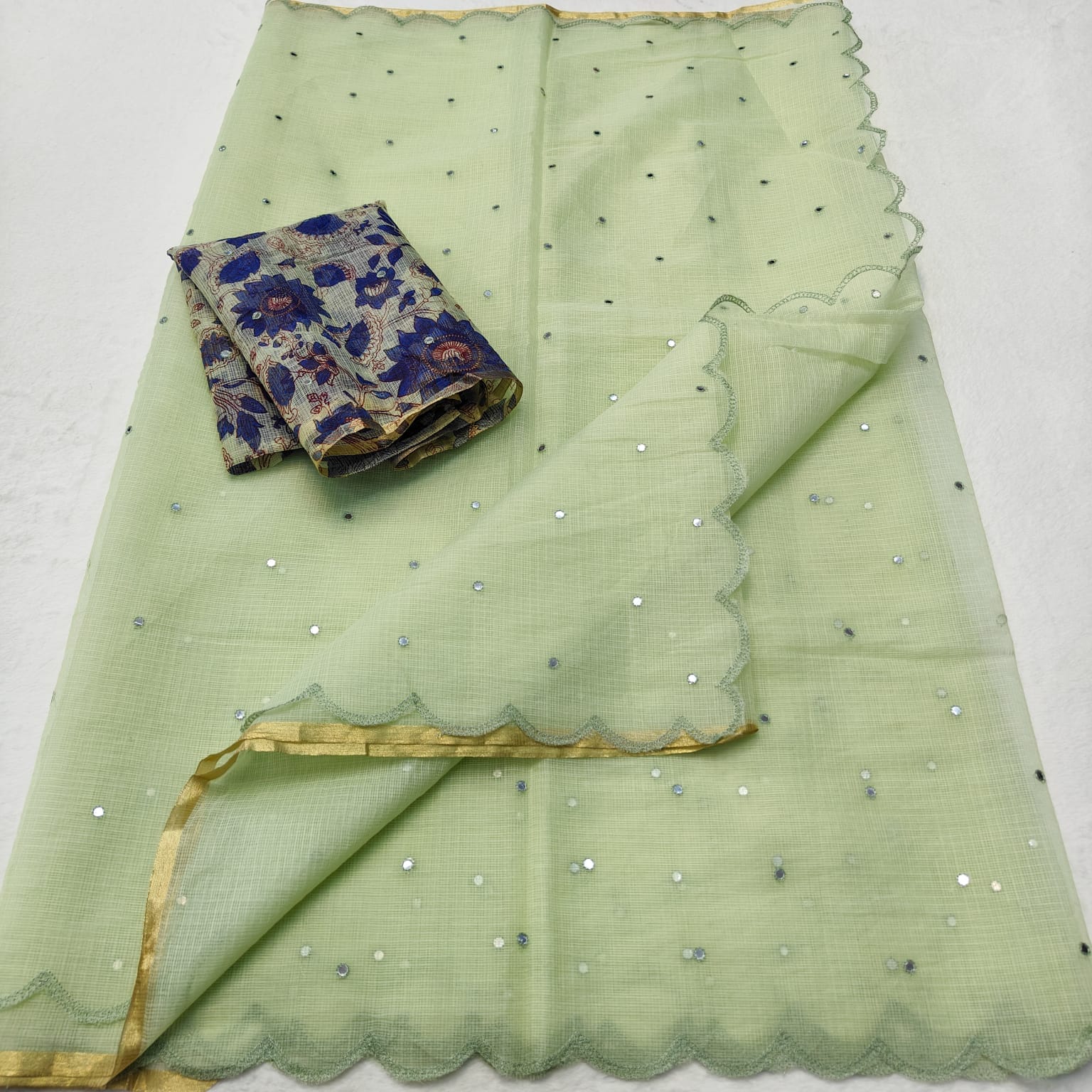 Kota Doria Mirror Work Saree