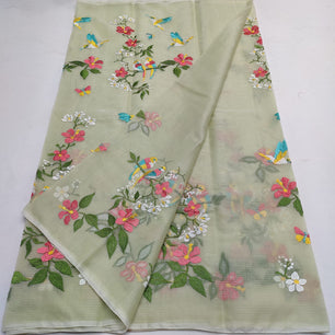 Kota Doria Resham Embroidery Work Saree