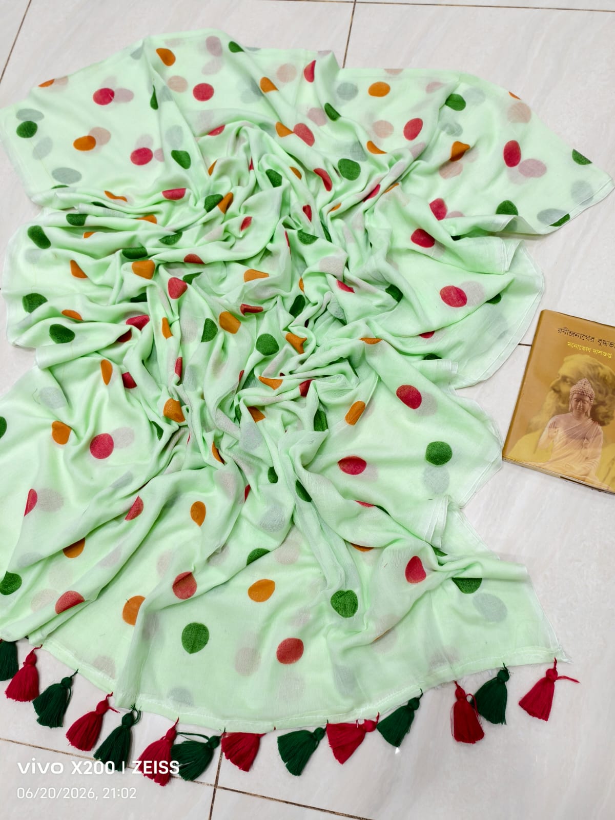 Multicolor Mulmul Cotton Saree