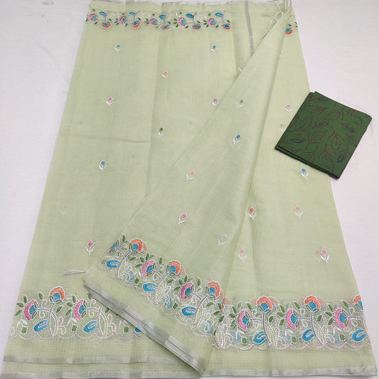 Kota Doria Embroidery Saree