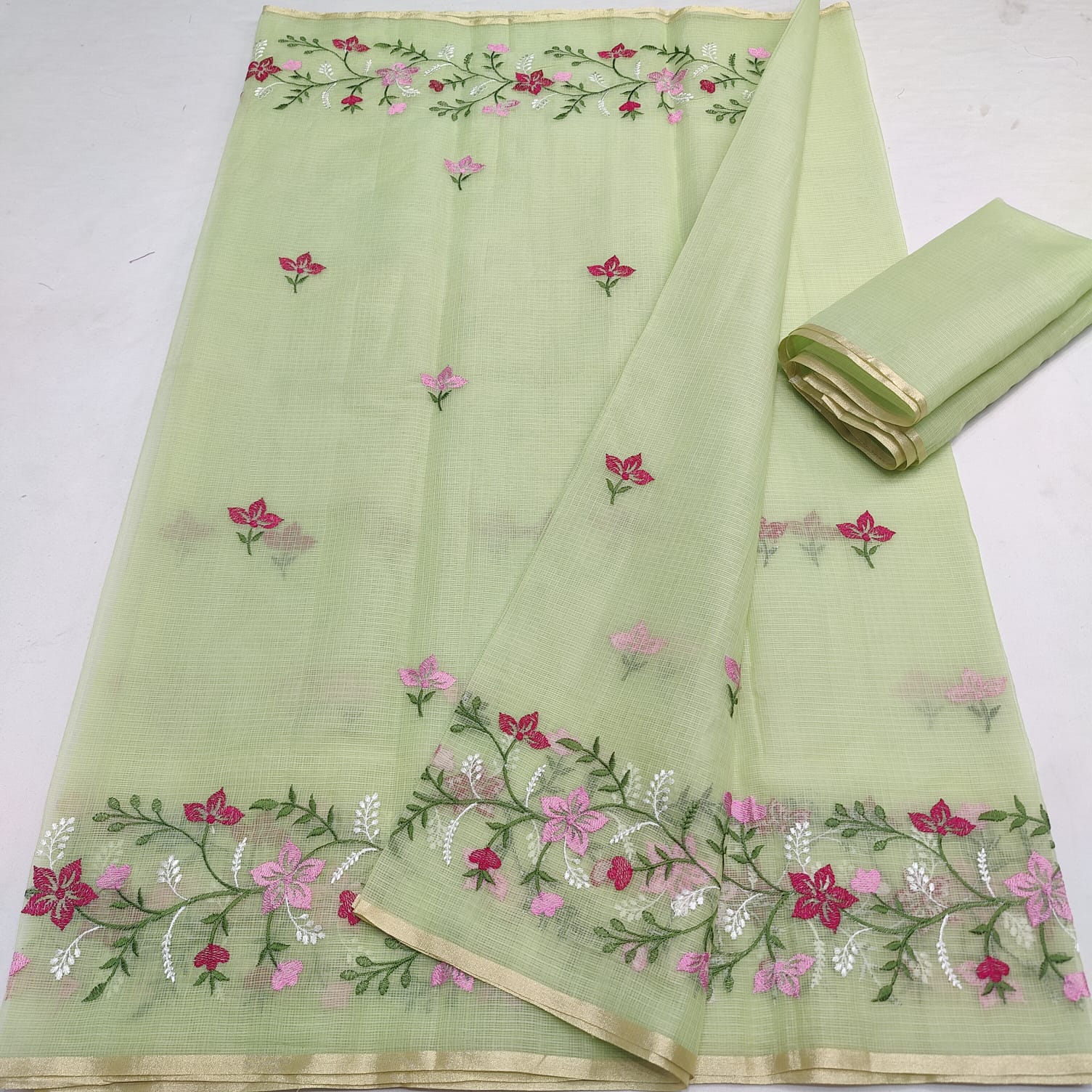 Kota Doria Embroidery Saree