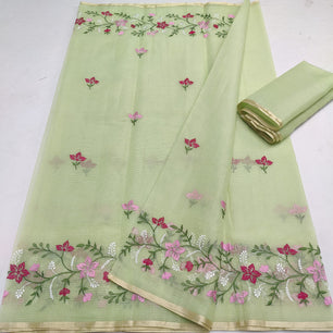 Kota Doria Embroidery Saree