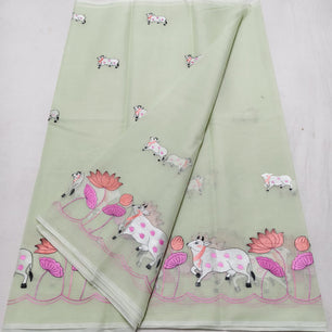 Kota Doria Saree with Pichwai Embroidery
