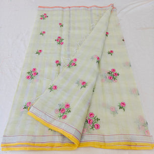 Kota Doria Mix Cotton Computerized Embroidery Saree