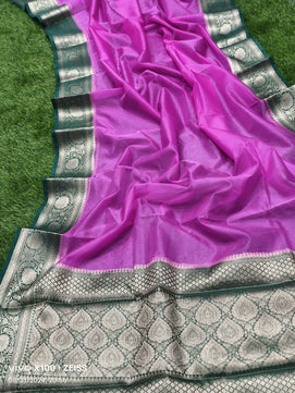 Plain Organza Saree with Border