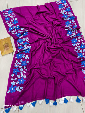 Hand Painted Mulmul Cotton Saree
