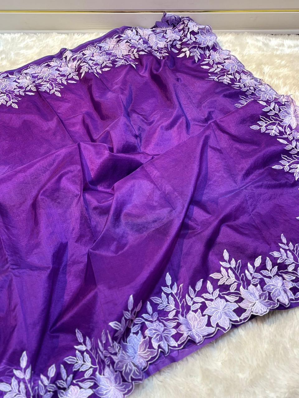 Kora Organza Embroidery Work Saree