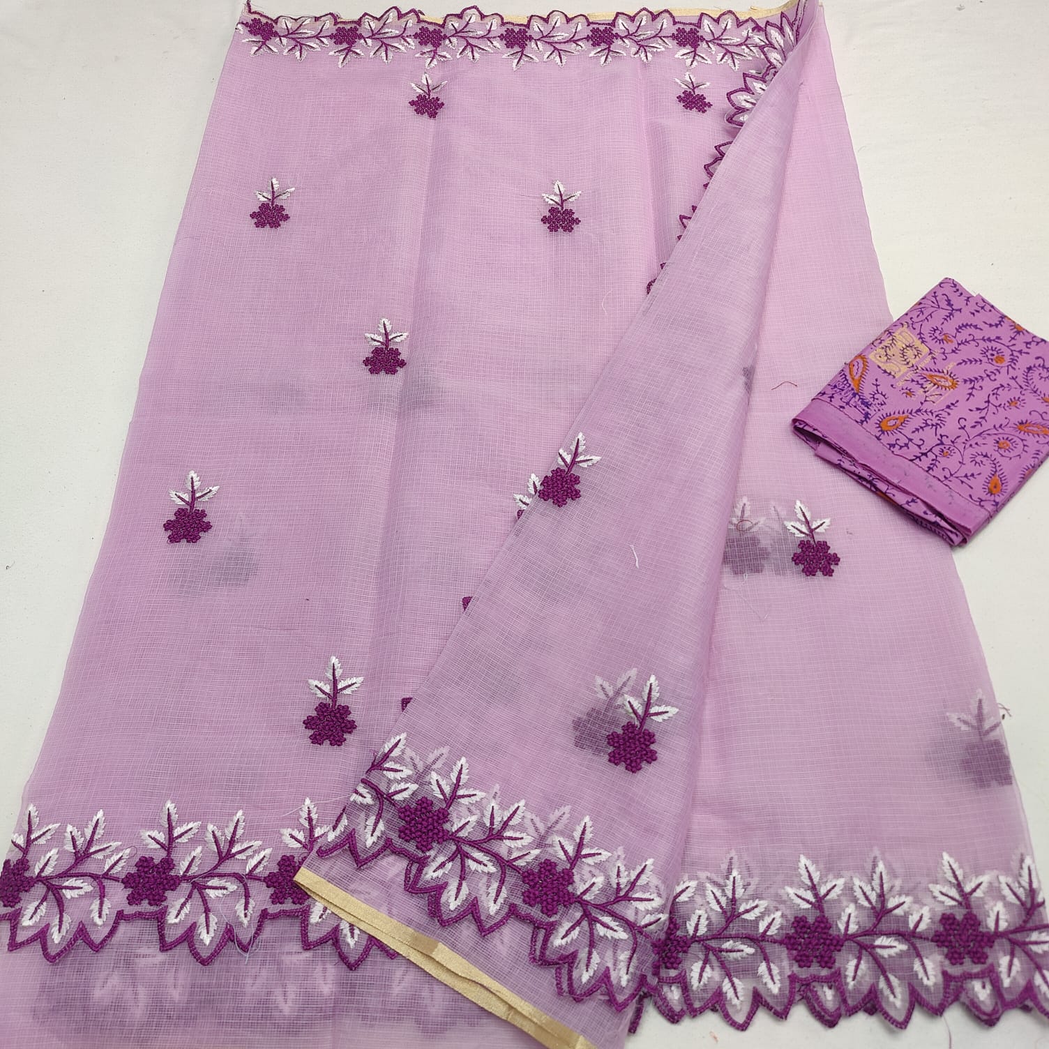 Kota Doria Embroidery Saree