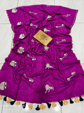 Embroidery Mulmul Cotton Saree