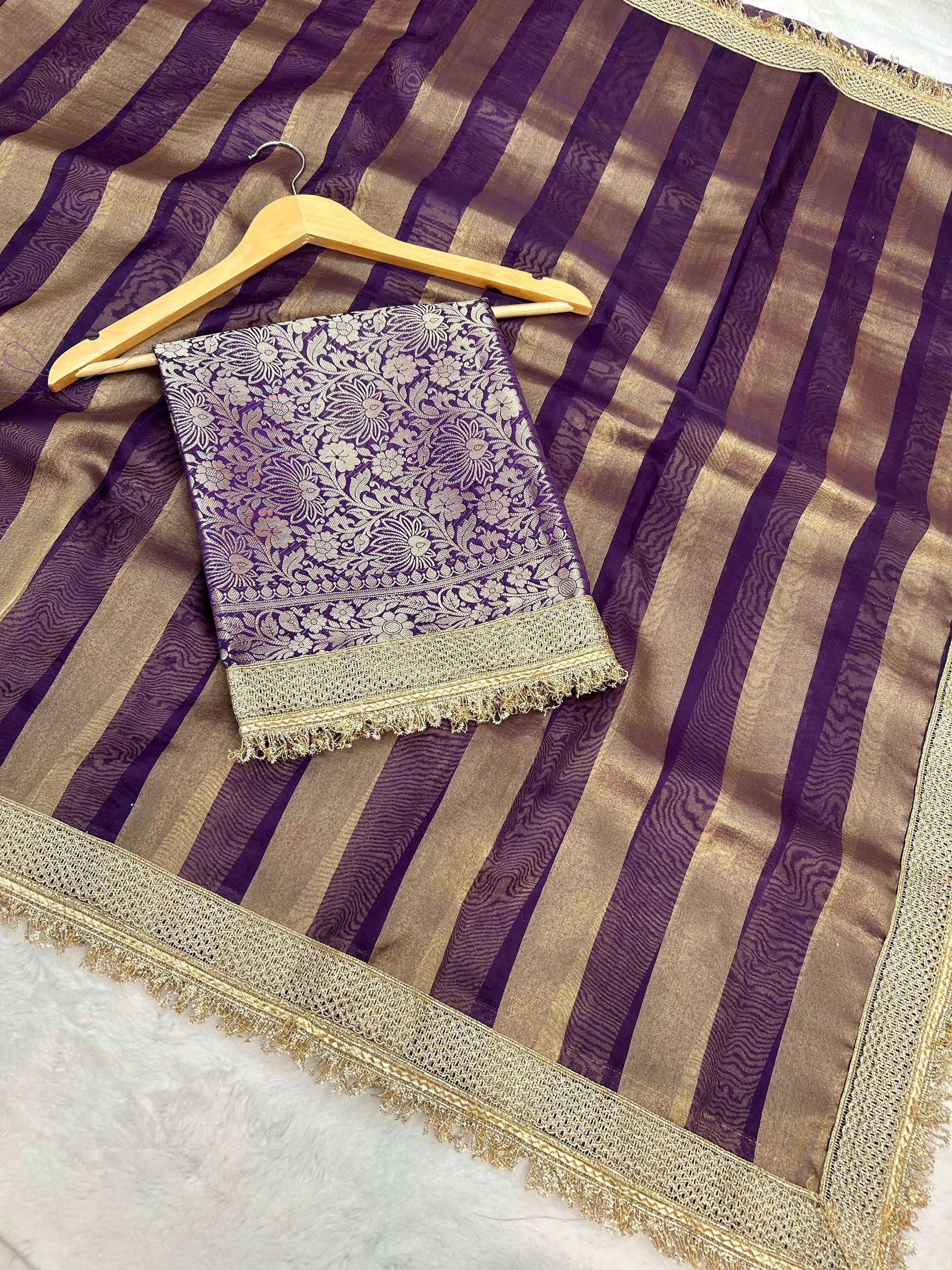 Tissue Organza Saree with Lace Work