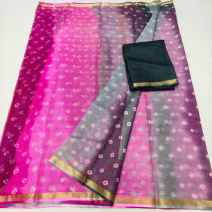 Kota Doria Silk Bandhej Sare