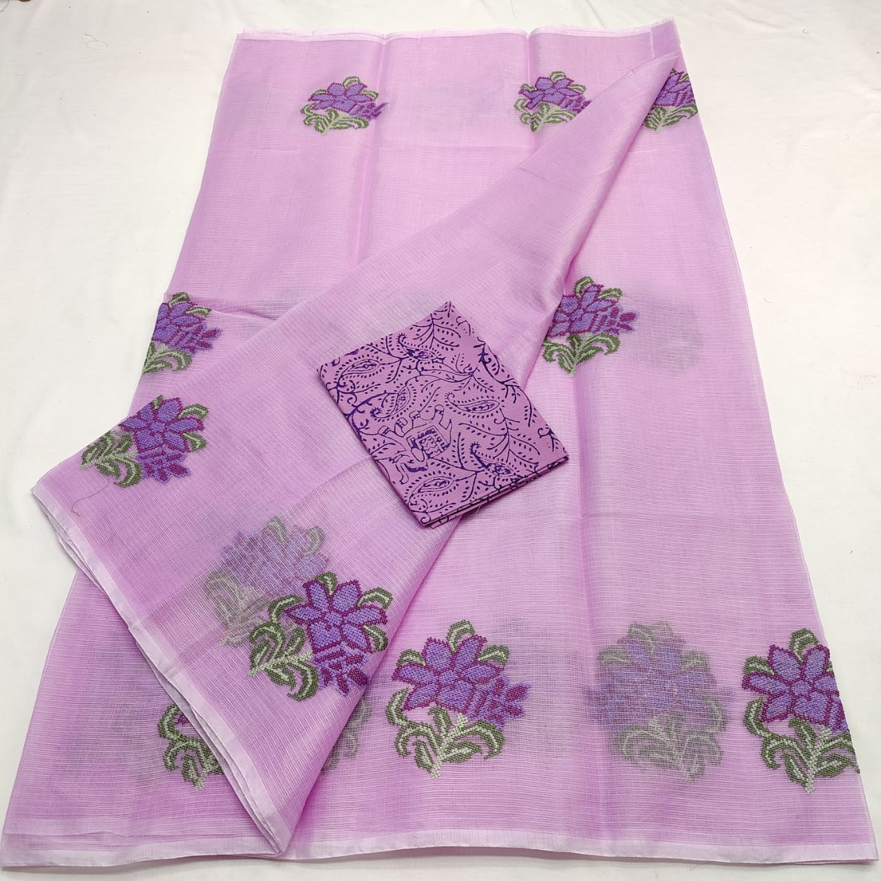 Kota Doria Embroidery Saree
