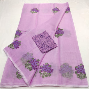 Kota Doria Embroidery Saree