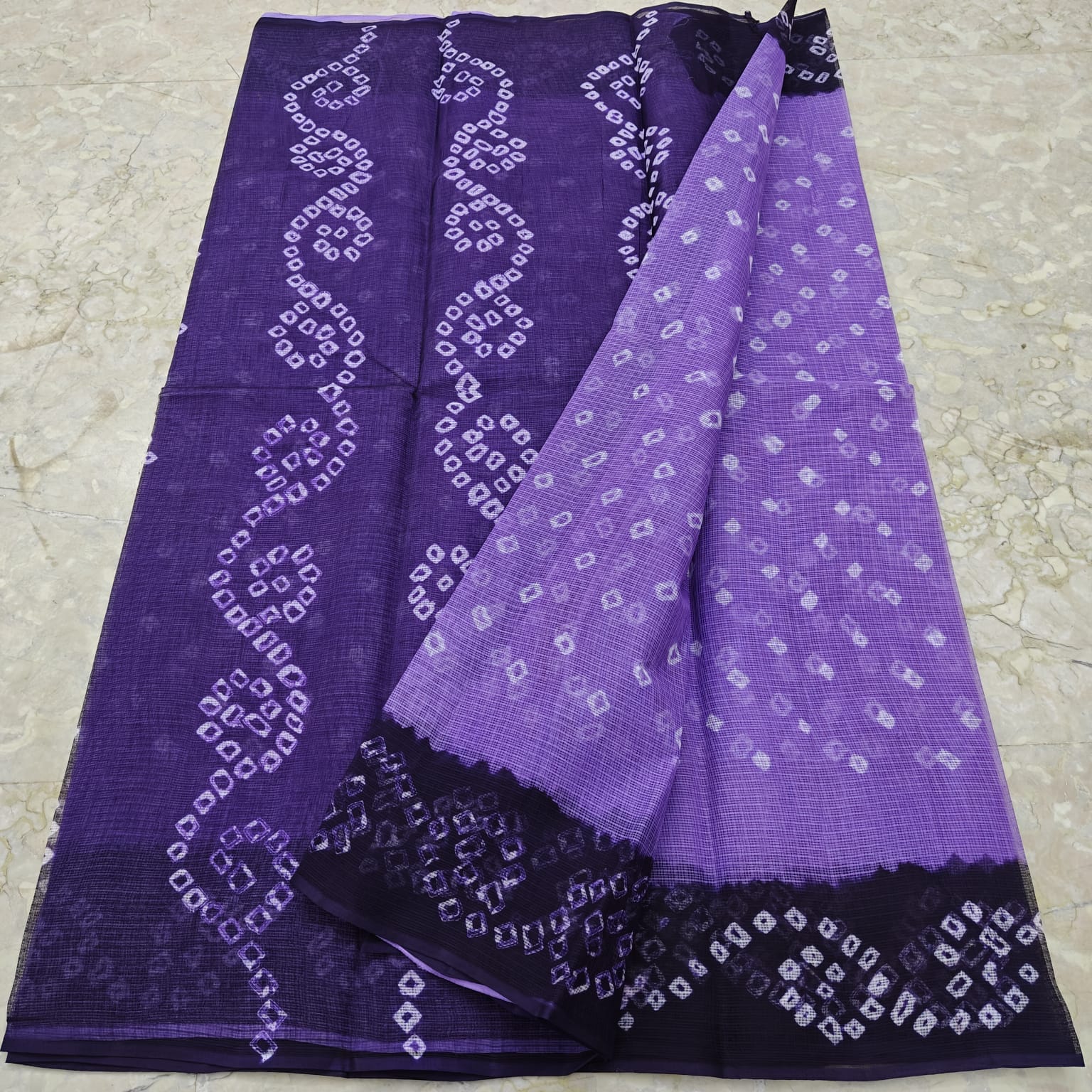 Kota Doria Pure Cotton Hand Tie & Dye Bandhej Saree