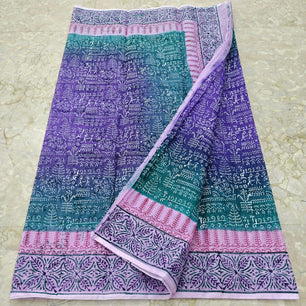 Kota Doria Hand Block Print Saree