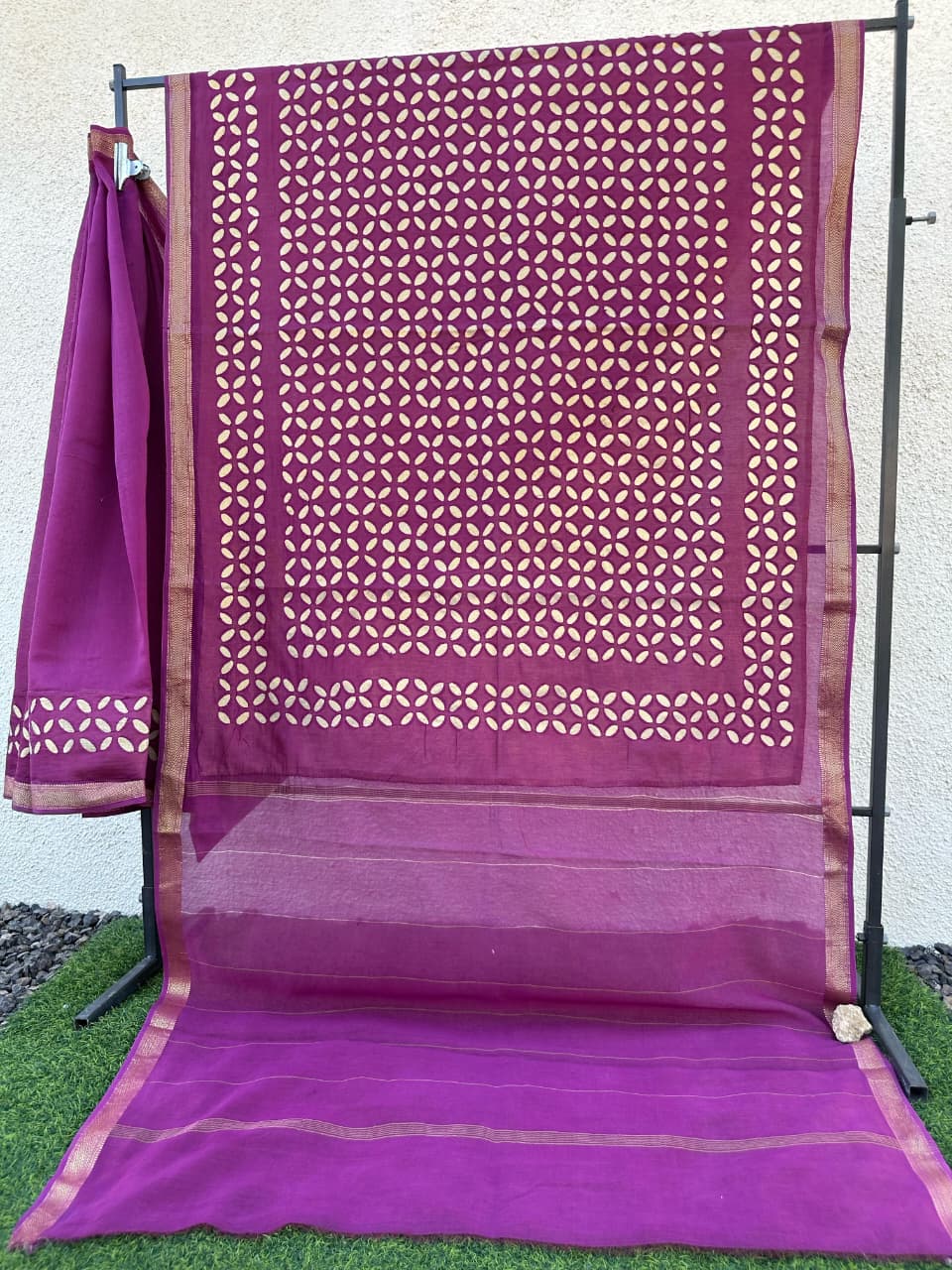 Pure Chanderi Silk Saree with Applique Work