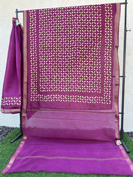 Pure Chanderi Silk Saree with Applique Work