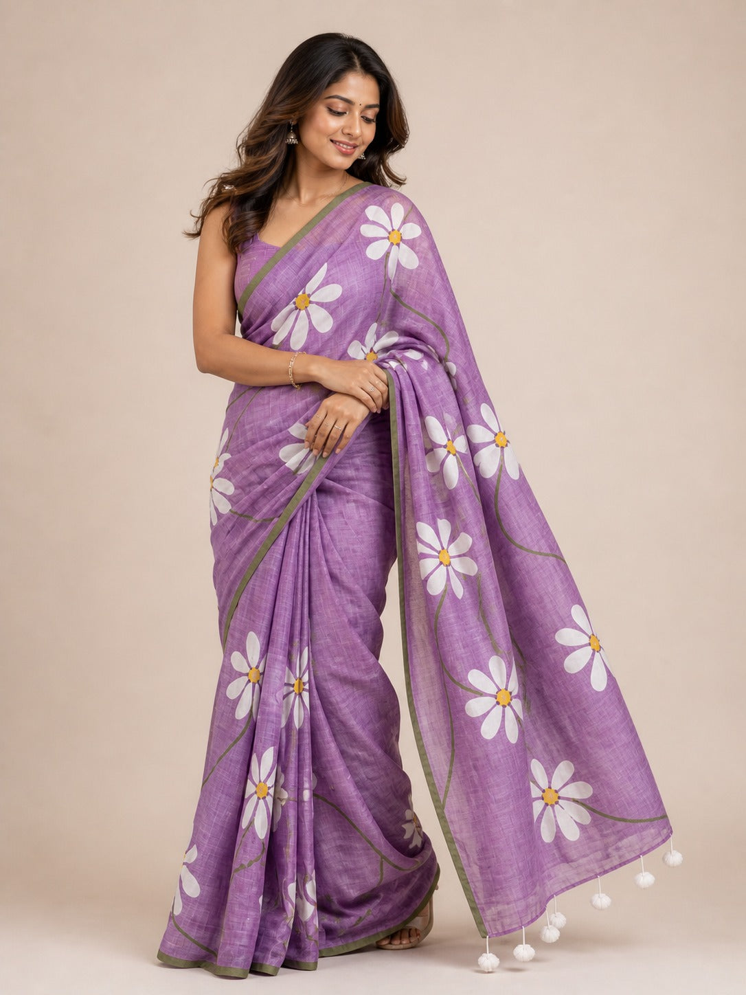 Mulmul Cotton Handprint Saree