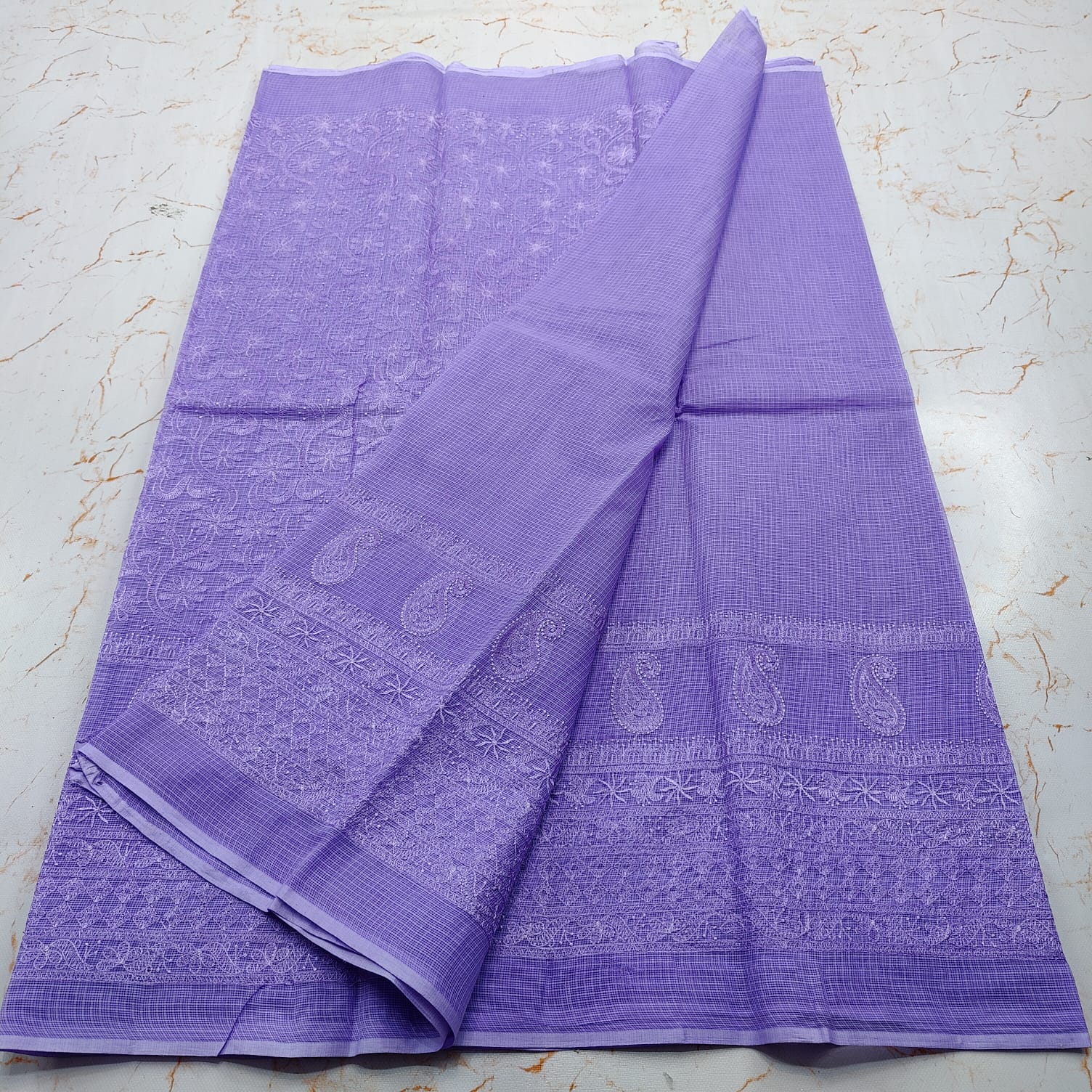 Kota Doria Pure Cotton Self Embroidery Saree