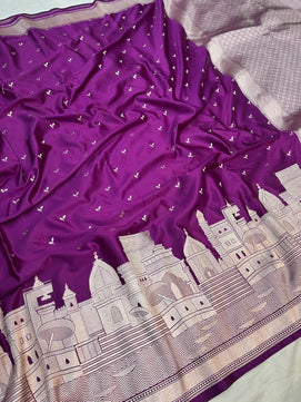 Mashru Katan Silk Ganga Ghat Saree