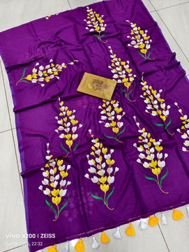 Special Hand Painted Mulmul Cotton Saree