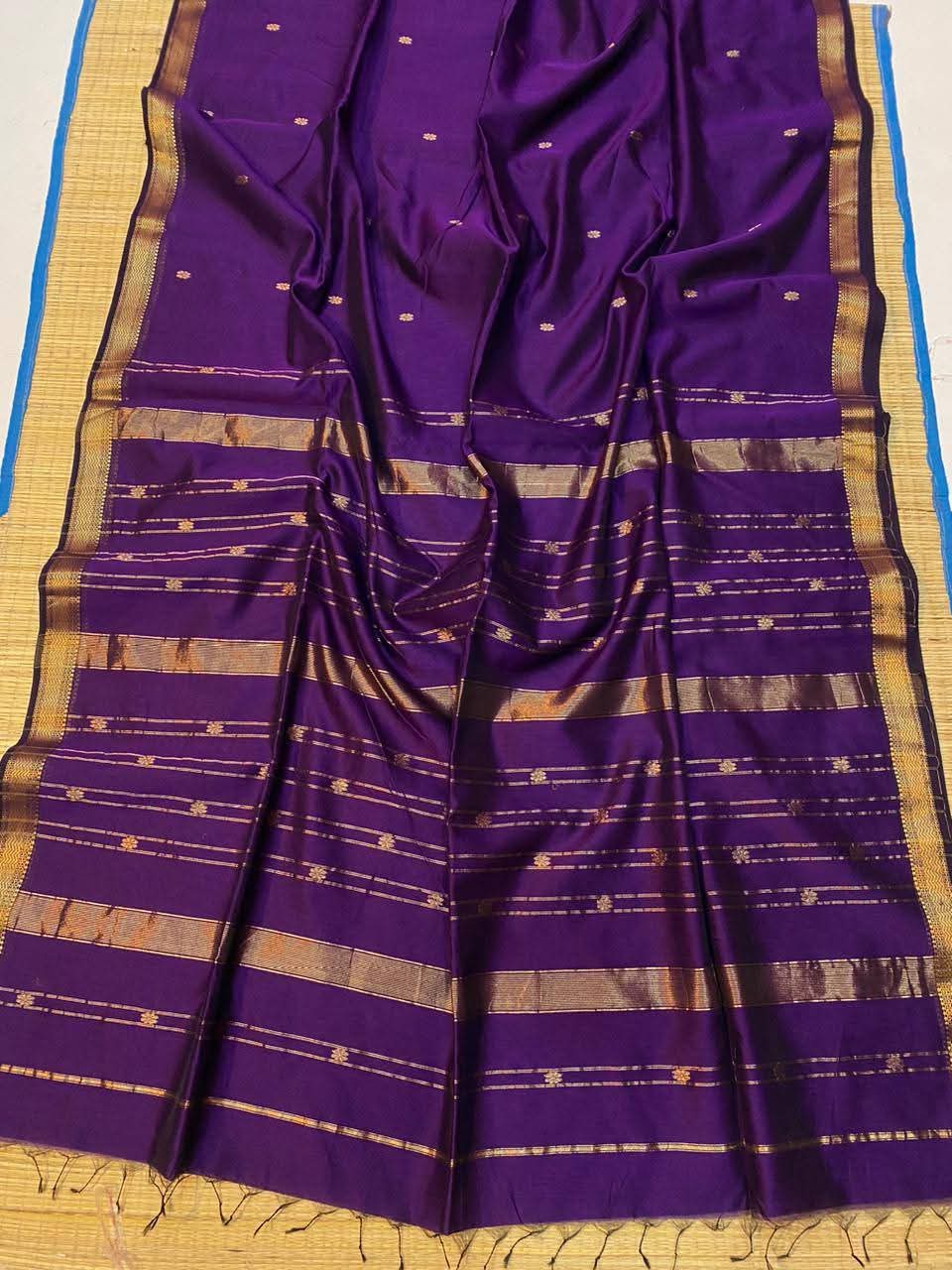 Maheshwari Cotton Silk Saree with Golden Zari Buta