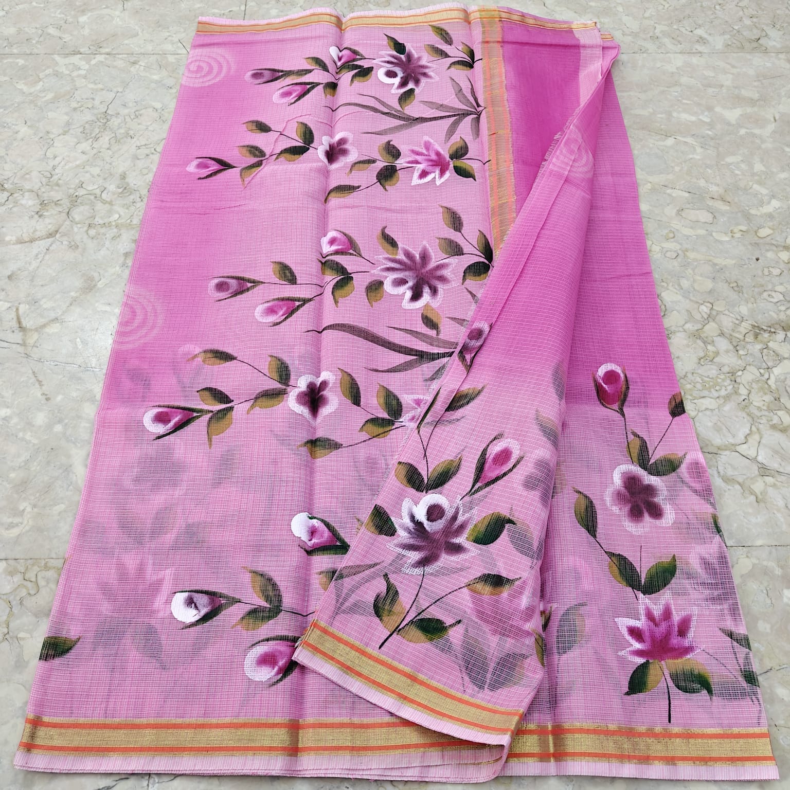 Cotton Kota Hand Brush Paint Saree