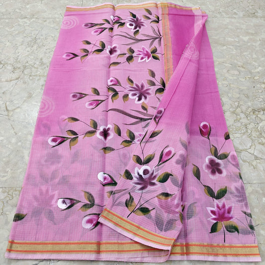 Cotton Kota Hand Brush Paint Saree