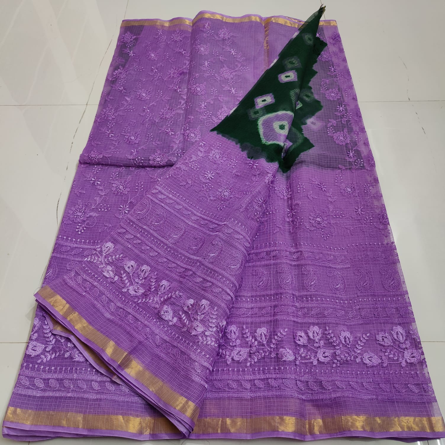 Pure Cotton Kota Doria Saree with Self Embroidery