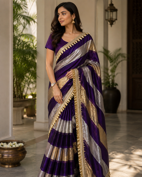 Kora Tissue Saree with Premium Lace Work