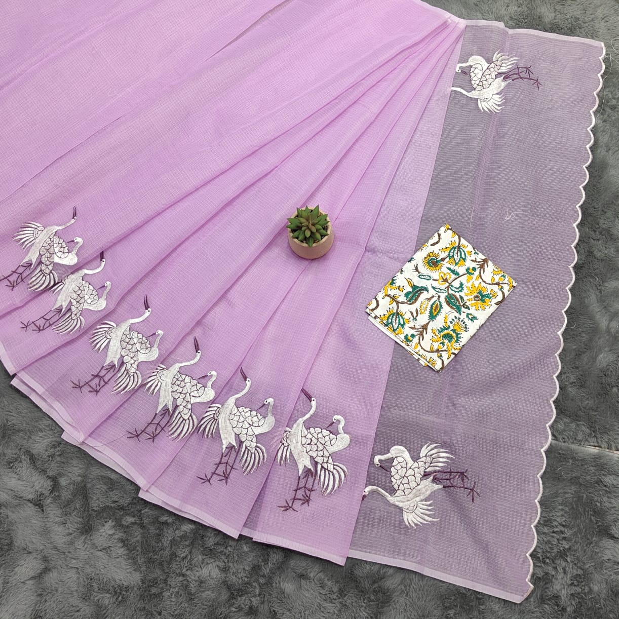 Kota Doria Embroidery Saree