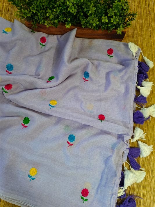 Linen by Linen Saree with Embroidery